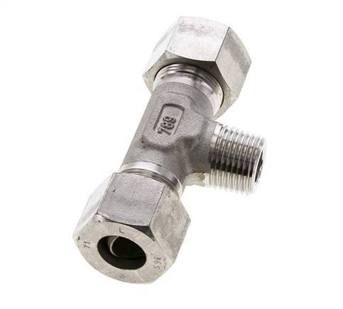 16S & R1/2'' Stainless Steel T-Shape Tee Cutting Fitting with Male Threads 400 bar ISO 8434-1