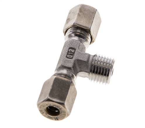 6L & R1/4'' Stainless Steel T-Shape Tee Compression Fitting with Male Threads 315 bar ISO 8434-1