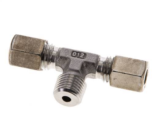 6L & R1/4'' Stainless Steel T-Shape Tee Compression Fitting with Male Threads 315 bar ISO 8434-1