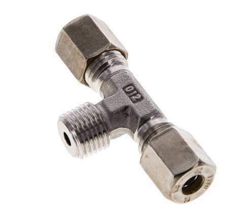 6L & R1/4'' Stainless Steel T-Shape Tee Compression Fitting with Male Threads 315 bar ISO 8434-1