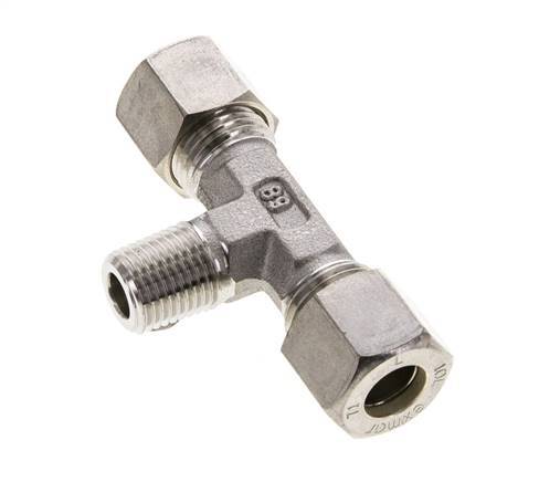 10L & R1/4'' Stainless Steel T-Shape Tee Compression Fitting with Male Threads 315 bar ISO 8434-1