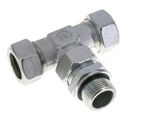28L & M33x2 Zink plated Steel T-Shape Tee Cutting Fitting with Male Threads 160 bar Adjustable ISO 8434-1