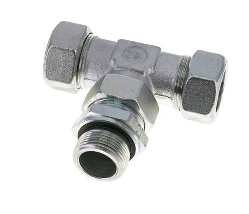 28L & M33x2 Zink plated Steel T-Shape Tee Cutting Fitting with Male Threads 160 bar Adjustable ISO 8434-1
