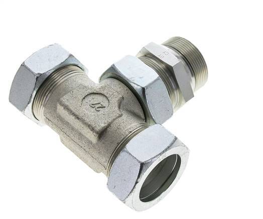 42L & M48x2 Zink plated Steel T-Shape Tee Cutting Fitting with Male Threads 160 bar Adjustable ISO 8434-1