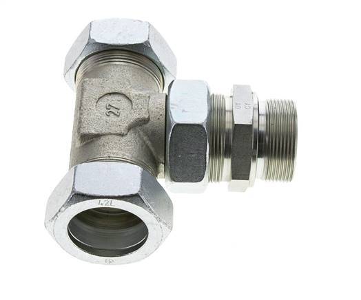 42L & M48x2 Zink plated Steel T-Shape Tee Cutting Fitting with Male Threads 160 bar Adjustable ISO 8434-1