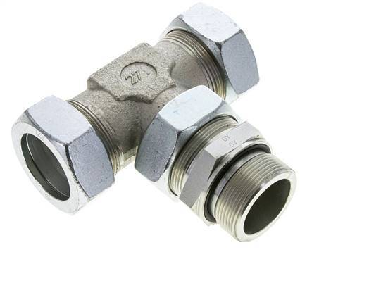 42L & M48x2 Zink plated Steel T-Shape Tee Cutting Fitting with Male Threads 160 bar Adjustable ISO 8434-1
