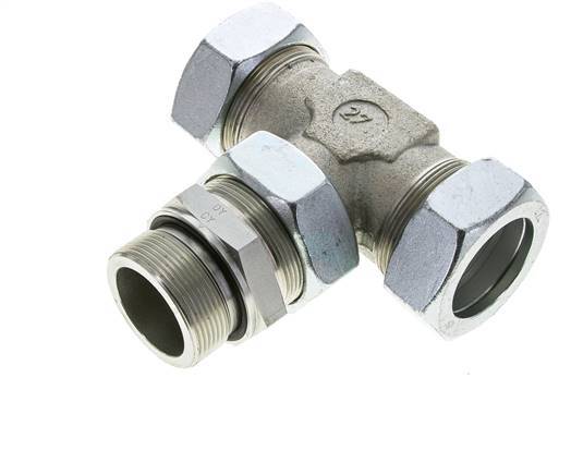 42L & M48x2 Zink plated Steel T-Shape Tee Cutting Fitting with Male Threads 160 bar Adjustable ISO 8434-1