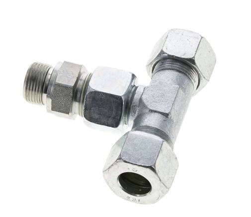 16S & M22x1.5 Zink plated Steel T-Shape Tee Cutting Fitting with Male Threads 400 bar Adjustable ISO 8434-1