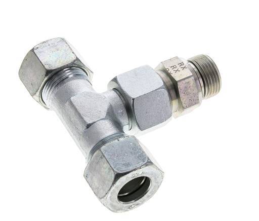20S & M27x2 Zink plated Steel T-Shape Tee Cutting Fitting with Male Threads 400 bar Adjustable ISO 8434-1