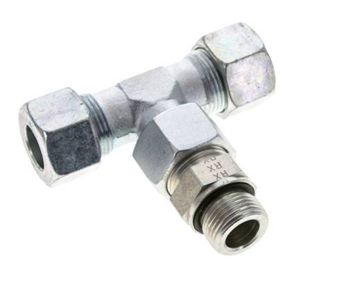 20S & M27x2 Zink plated Steel T-Shape Tee Cutting Fitting with Male Threads 400 bar Adjustable ISO 8434-1