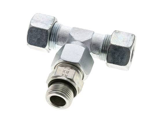 20S & M27x2 Zink plated Steel T-Shape Tee Cutting Fitting with Male Threads 400 bar Adjustable ISO 8434-1