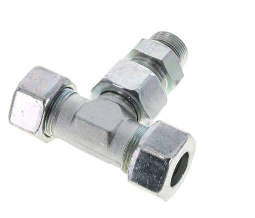 25S & M33x2 Zink plated Steel T-Shape Tee Cutting Fitting with Male Threads 400 bar Adjustable ISO 8434-1