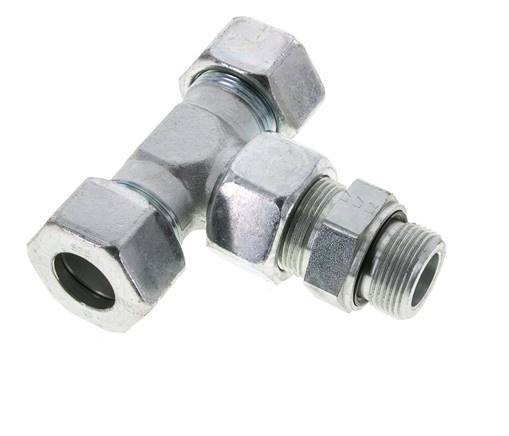 25S & M33x2 Zink plated Steel T-Shape Tee Cutting Fitting with Male Threads 400 bar Adjustable ISO 8434-1
