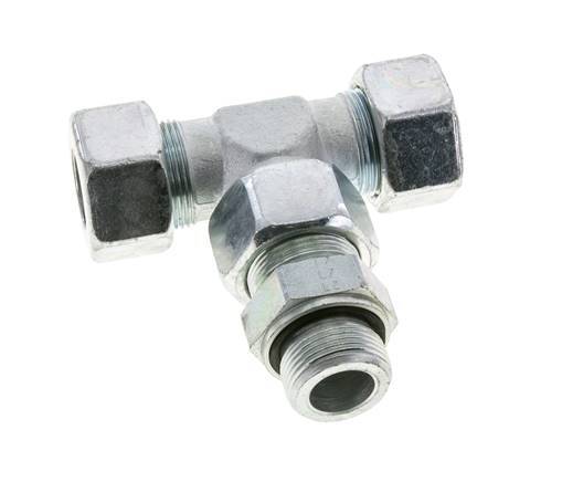 25S & M33x2 Zink plated Steel T-Shape Tee Cutting Fitting with Male Threads 400 bar Adjustable ISO 8434-1