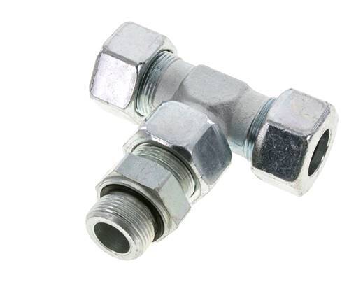 25S & M33x2 Zink plated Steel T-Shape Tee Cutting Fitting with Male Threads 400 bar Adjustable ISO 8434-1