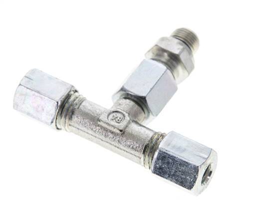6L & G1/8'' Zink plated Steel T-Shape Tee Cutting Fitting with Male Threads 315 bar Adjustable ISO 8434-1