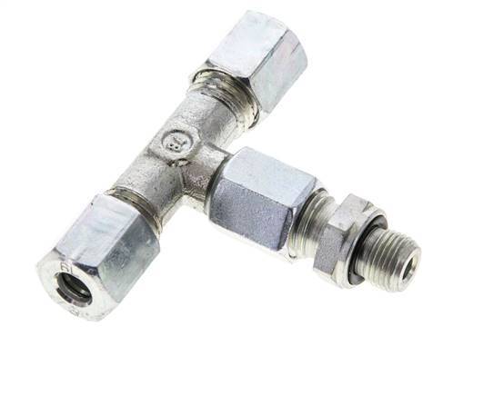 6L & G1/8'' Zink plated Steel T-Shape Tee Cutting Fitting with Male Threads 315 bar Adjustable ISO 8434-1