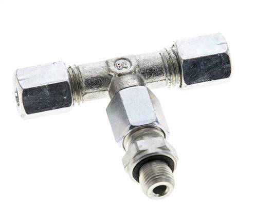 6L & G1/8'' Zink plated Steel T-Shape Tee Cutting Fitting with Male Threads 315 bar Adjustable ISO 8434-1