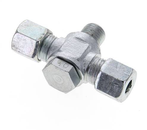 8S & M14x1.5 Zink plated Steel Tee Swivel Joint Cutting Fitting with Male Threads 400 bar ISO 8434-1