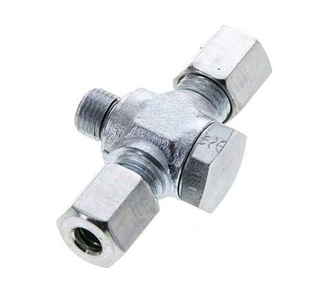 6L & M10x1 Zink plated Steel Tee Swivel Joint Cutting Fitting with Male Threads 315 bar NBR ISO 8434-1
