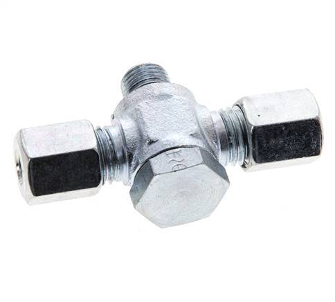 6L & M10x1 Zink plated Steel Tee Swivel Joint Cutting Fitting with Male Threads 315 bar NBR ISO 8434-1