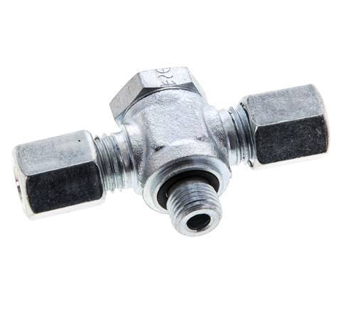 6L & M10x1 Zink plated Steel Tee Swivel Joint Cutting Fitting with Male Threads 315 bar NBR ISO 8434-1