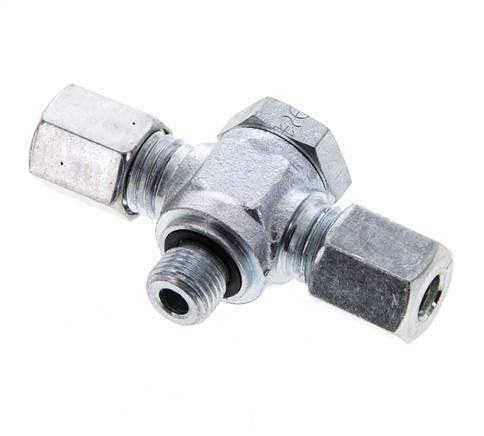 6L & M10x1 Zink plated Steel Tee Swivel Joint Cutting Fitting with Male Threads 315 bar NBR ISO 8434-1