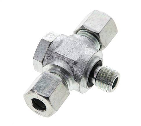 8L & M12x1.5 Zink plated Steel Tee Swivel Joint Cutting Fitting with Male Threads 315 bar NBR ISO 8434-1