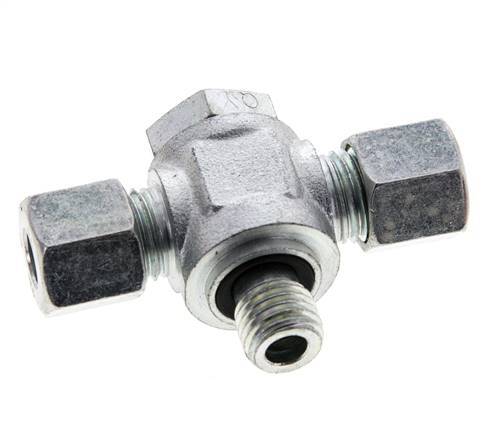 8L & M12x1.5 Zink plated Steel Tee Swivel Joint Cutting Fitting with Male Threads 315 bar NBR ISO 8434-1