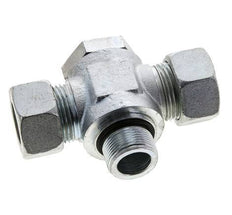 22L & M26x1.5 Zink plated Steel Tee Swivel Joint Cutting Fitting with Male Threads 160 bar NBR ISO 8434-1
