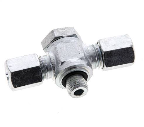 6L & G1/8'' Zink plated Steel Tee Swivel Joint Cutting Fitting with Male Threads 315 bar NBR ISO 8434-1