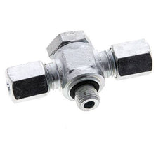6L & G1/8'' Zink plated Steel Tee Swivel Joint Cutting Fitting with Male Threads 315 bar NBR ISO 8434-1