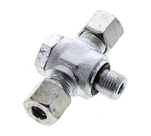 8L & G1/4'' Zink plated Steel Tee Swivel Joint Cutting Fitting with Male Threads 315 bar NBR ISO 8434-1