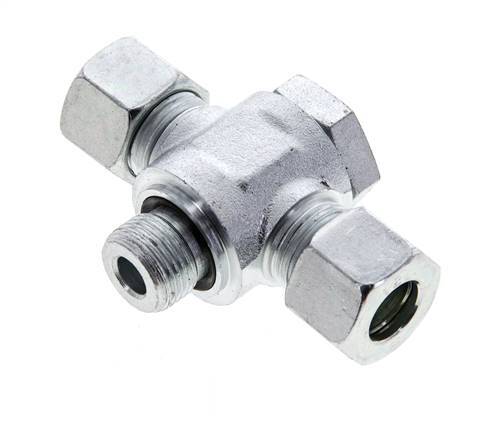 12L & G3/8'' Zink plated Steel Tee Swivel Joint Cutting Fitting with Male Threads 315 bar NBR ISO 8434-1