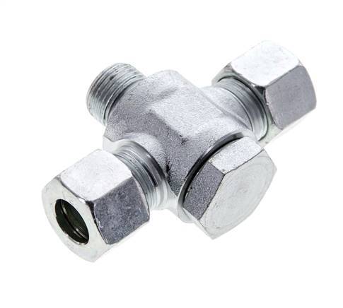 12L & G3/8'' Zink plated Steel Tee Swivel Joint Cutting Fitting with Male Threads 315 bar NBR ISO 8434-1