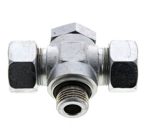 18L & G1/2'' Zink plated Steel Tee Swivel Joint Cutting Fitting with Male Threads 315 bar NBR ISO 8434-1