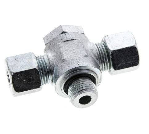 10S & G3/8'' Zink plated Steel Tee Swivel Joint Cutting Fitting with Male Threads 400 bar NBR ISO 8434-1