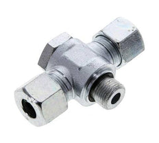 12S & G3/8'' Zink plated Steel Tee Swivel Joint Cutting Fitting with Male Threads 400 bar NBR ISO 8434-1