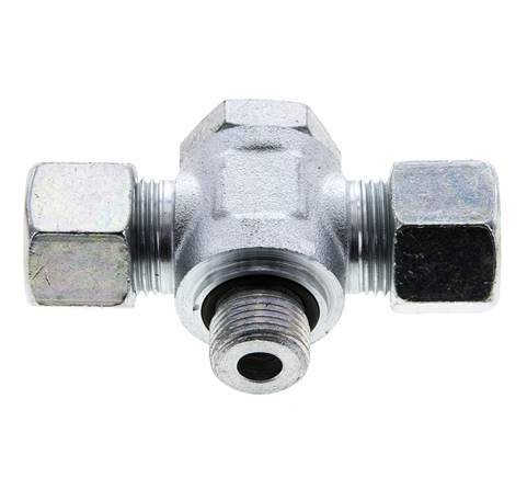 12S & G3/8'' Zink plated Steel Tee Swivel Joint Cutting Fitting with Male Threads 400 bar NBR ISO 8434-1