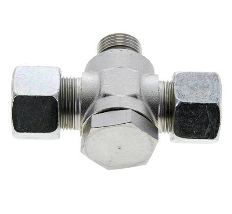 16S & G1/2'' Zink plated Steel Tee Swivel Joint Cutting Fitting with Male Threads 400 bar NBR ISO 8434-1