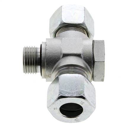 16S & G1/2'' Zink plated Steel Tee Swivel Joint Cutting Fitting with Male Threads 400 bar NBR ISO 8434-1