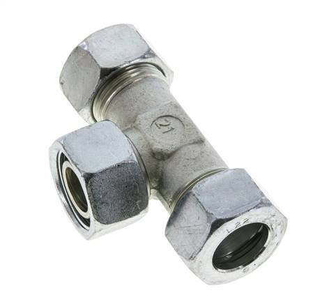 22L Zink plated Steel T-Shape Tee Cutting Fitting with Swivel 160 bar NBR Adjustable ISO 8434-1