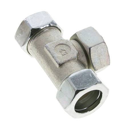 28L Zink plated Steel T-Shape Tee Cutting Fitting with Swivel 160 bar NBR Adjustable ISO 8434-1
