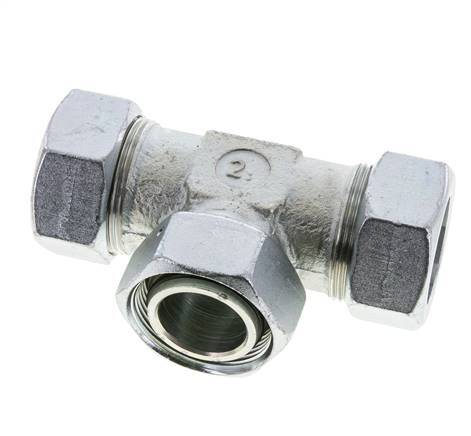 35L Zink plated Steel T-Shape Tee Cutting Fitting with Swivel 160 bar NBR Adjustable ISO 8434-1