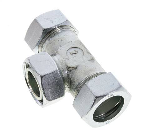 35L Zink plated Steel T-Shape Tee Cutting Fitting with Swivel 160 bar NBR Adjustable ISO 8434-1