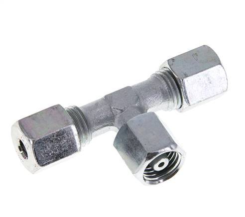 6S Zink plated Steel T-Shape Tee Cutting Fitting with Swivel 630 bar NBR Adjustable ISO 8434-1