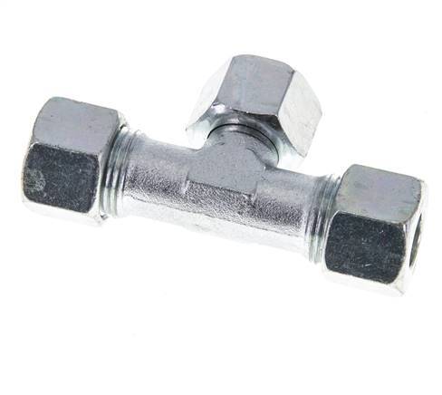 12S Zink plated Steel T-Shape Tee Cutting Fitting with Swivel 630 bar NBR Adjustable ISO 8434-1