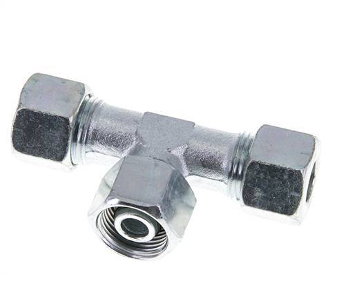 12S Zink plated Steel T-Shape Tee Cutting Fitting with Swivel 630 bar NBR Adjustable ISO 8434-1