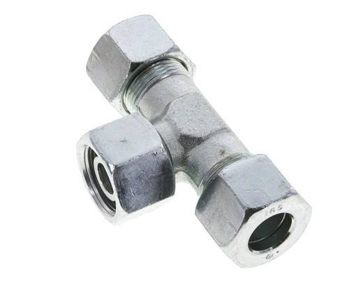 16S Zink plated Steel T-Shape Tee Cutting Fitting with Swivel 400 bar NBR Adjustable ISO 8434-1