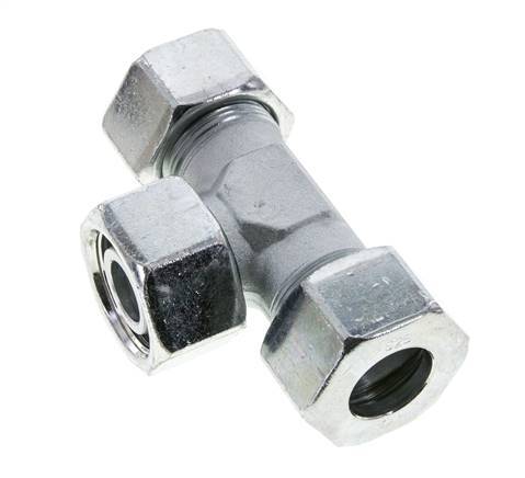 25S Zink plated Steel T-Shape Tee Cutting Fitting with Swivel 400 bar NBR Adjustable ISO 8434-1